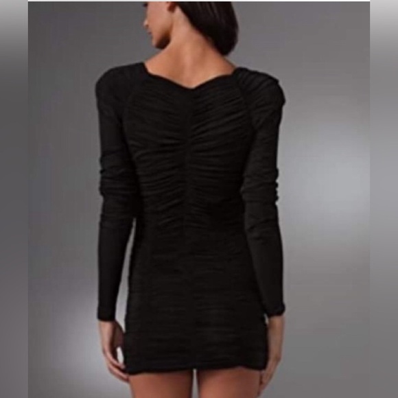 L.A.M.B Women's V-Neck Long Sleeve Ruched Bodycon Dress in Black Size Small - Picture 2 of 7